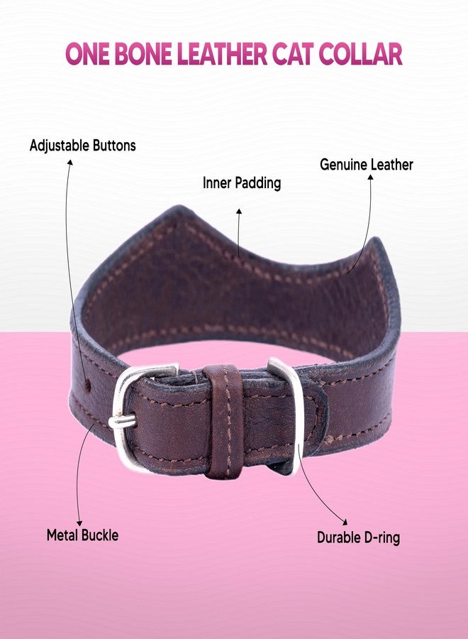ADIL'S Adil’S Leather Cat Collar - Stylish Single Bone Studded Design, Breakaway Soft pet Collar, Adjustable Metal Buckle with Strong D-Ring for Leash attachments for Outdoor Adventures (Brown) - Image 2